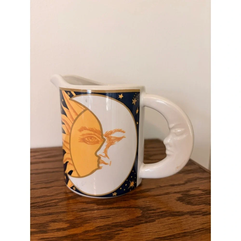 Vintage 1993 Vitromaster Galaxy Sun Moon Celestial Stoneware Creamer Pitcher